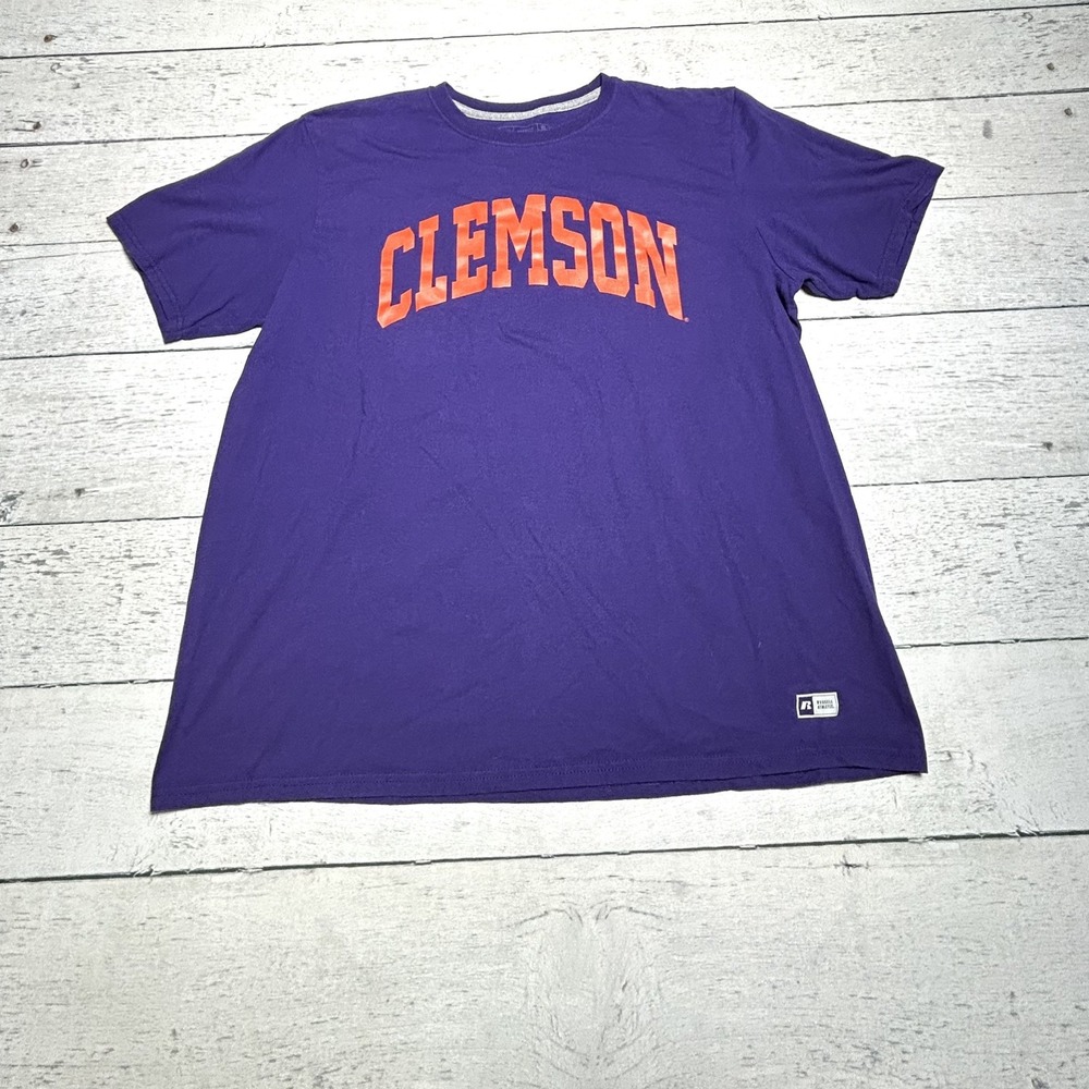 Russell Athletic Clemson Tigers Shirt Men's Size XL Purple Short Sleeve